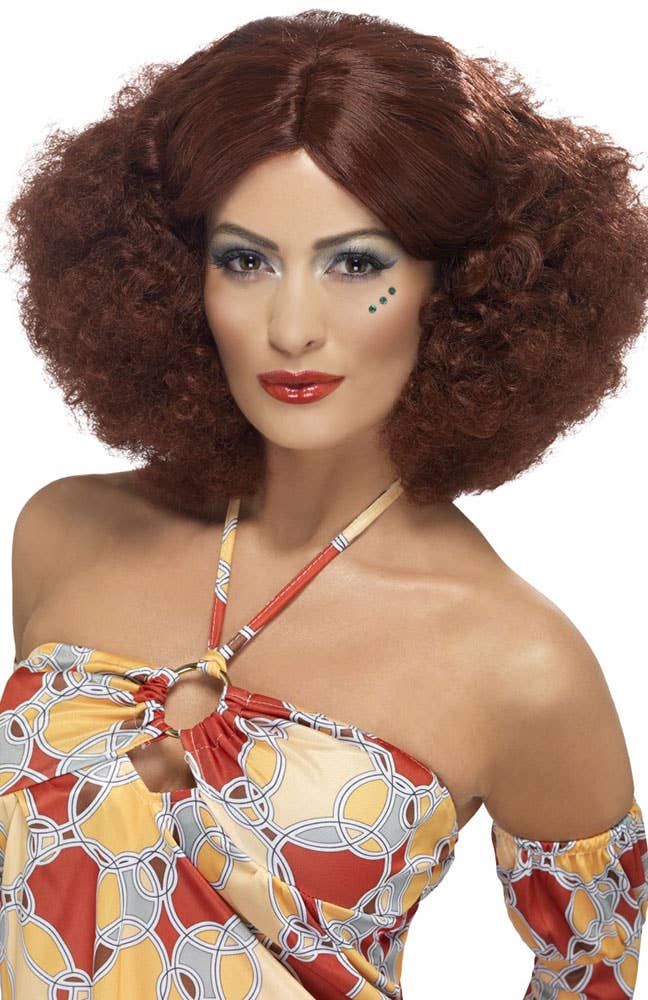 Womens 70s Disco Auburn Wig Costume Accessory - Main Image