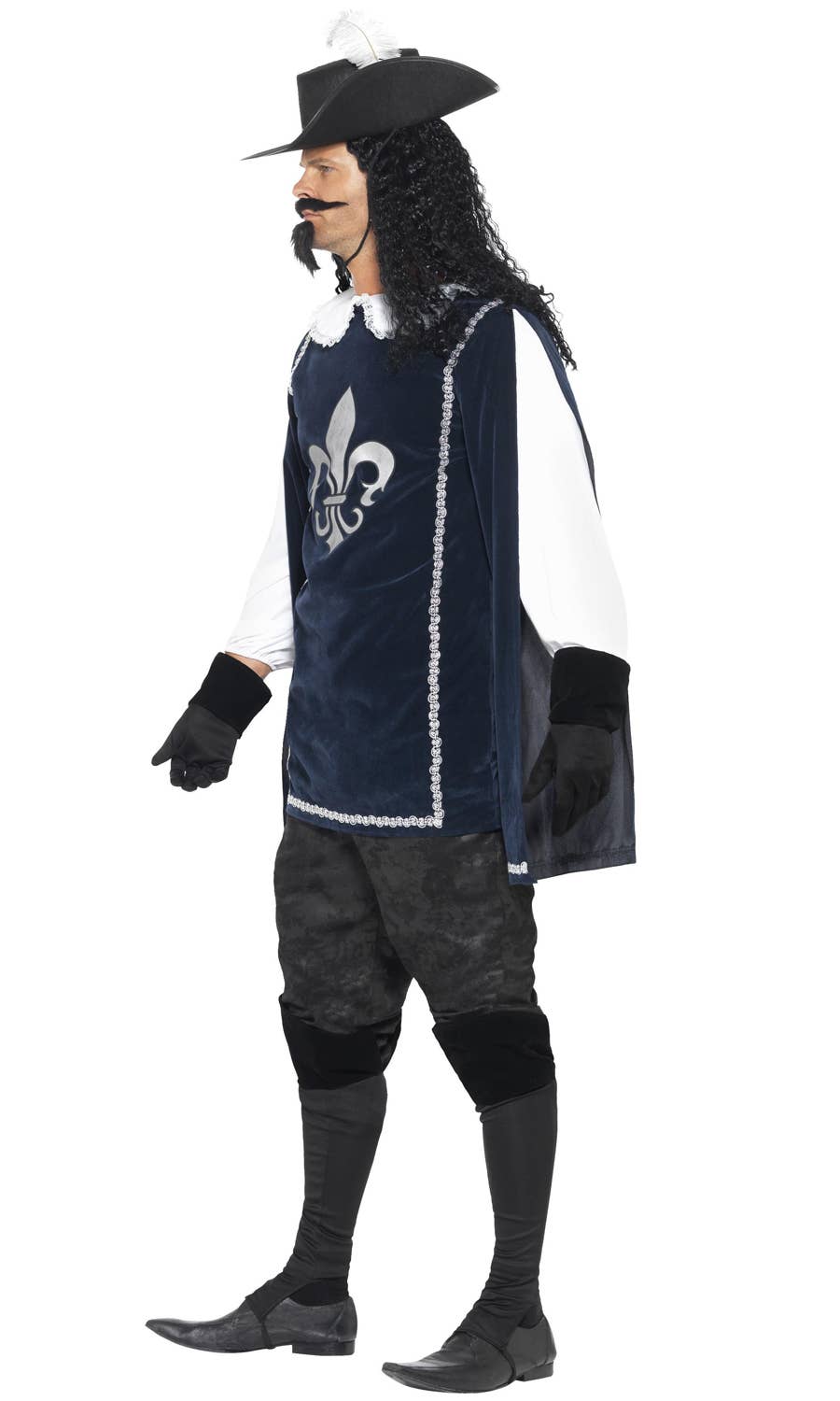 Men's blue Musketeer French Historical Book Week Costume Side Image