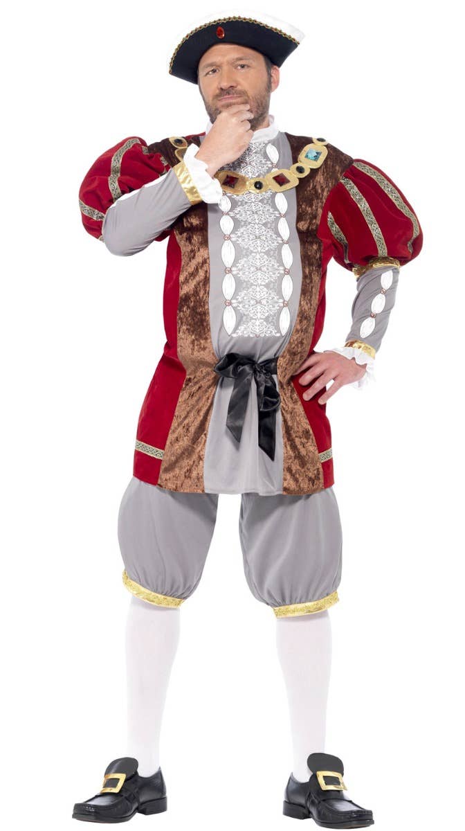 Men's King Henry VIII Tudor Deluxe Fancy Dress Costume Alternate Image