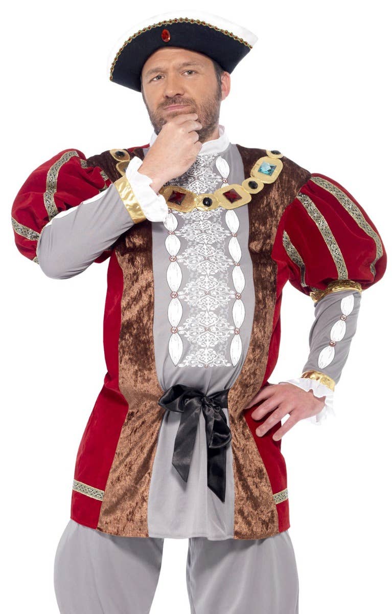 Men's King Henry VIII Tudor Deluxe Fancy Dress Costume Close Image