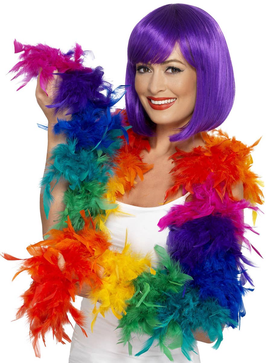 Fluffy Rainbow Feather Bow Main Image