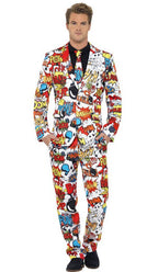 Men's Stand Out Comic Strip Suit Front View