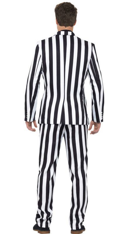 Black And White Striped Men's Beetlejuice Costume Suit Back