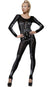 Stretch Black Skeleton Print Women's Bodystocking Halloween Costume