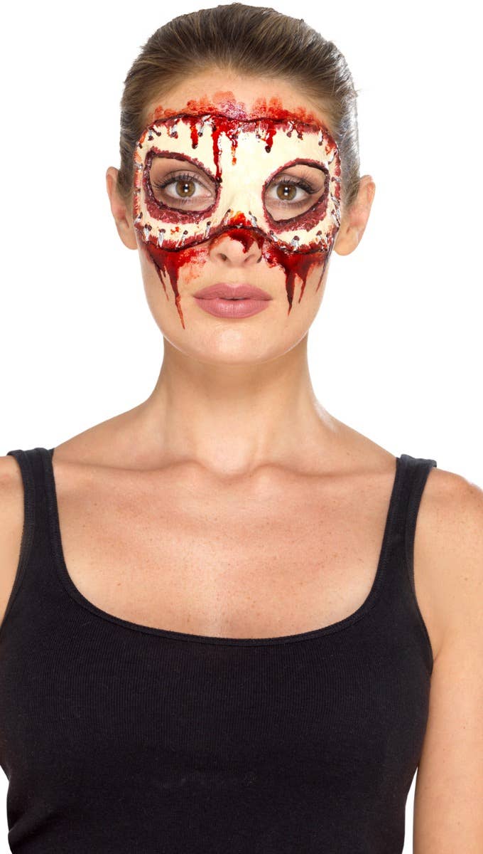 Halloween Zombie Flesh Masquerade Face Mask Special Effects Prosthetic Costume Accessory Step 2 Image