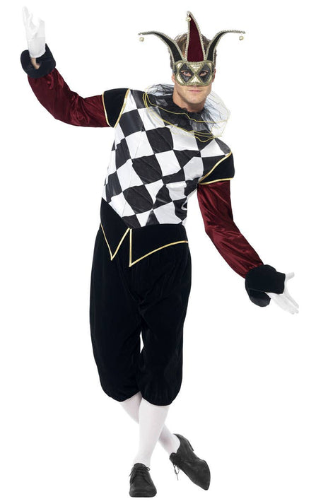 Men's Gothic Harlequin Halloween Costume Front View