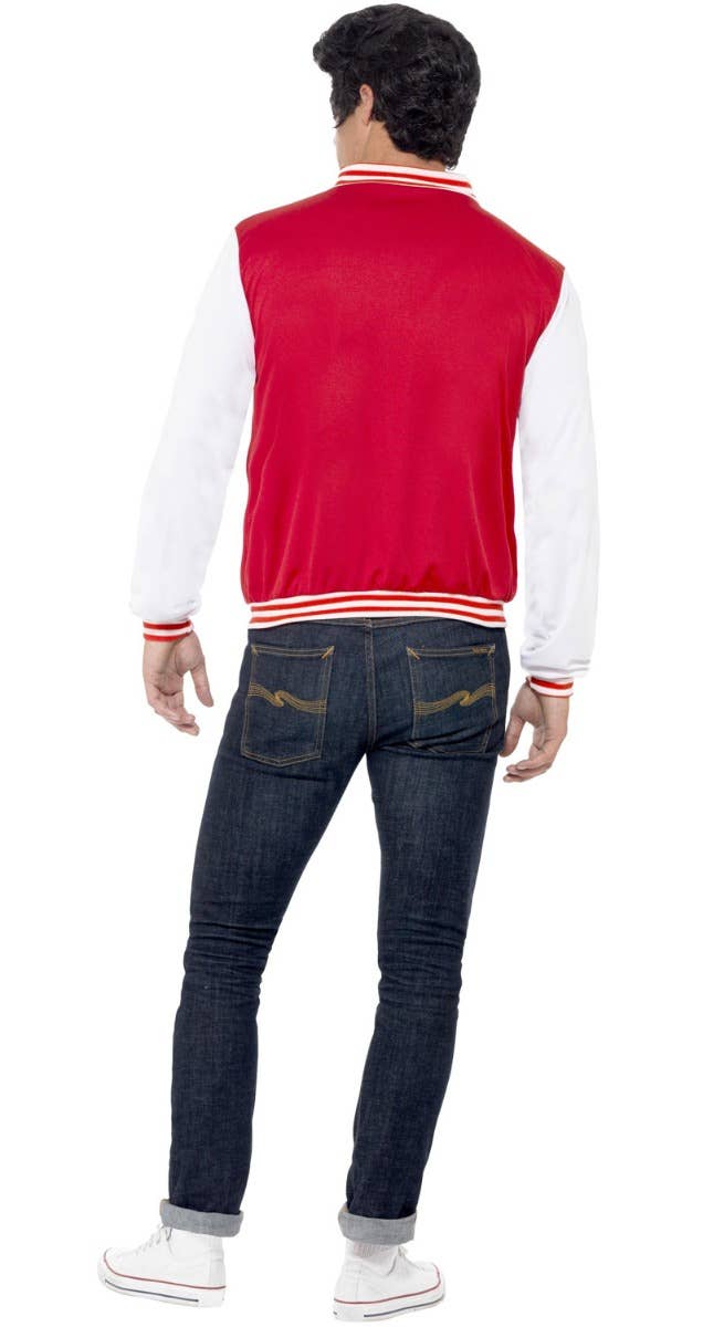 Men's 50's College Jock Red Letterman Costume Jacket - Back View