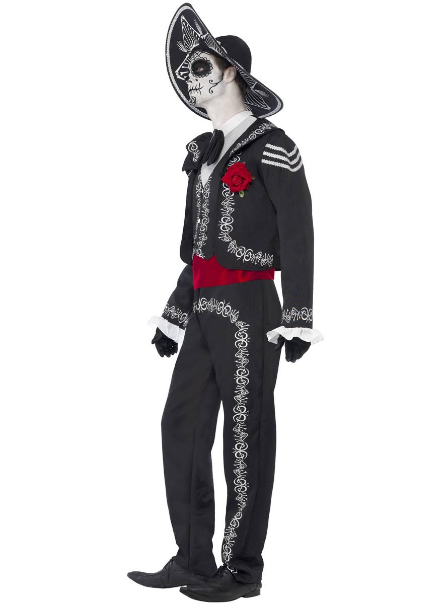 Men's Mexican Day of the Dead Skeleton Costume Side Image