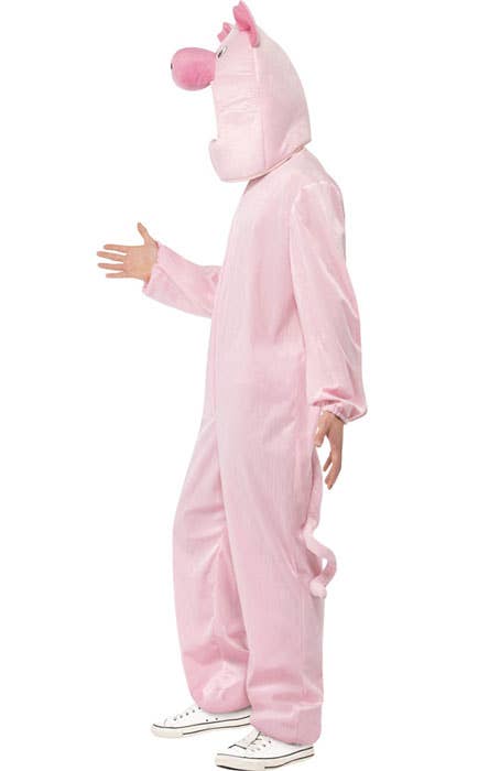 Novelty Plush Pink Pig Adults Fancy Dress Costume Side