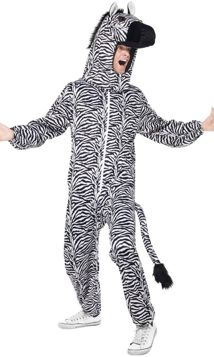 Adult's Zebra Onesie Fancy Dress Costume Main Image