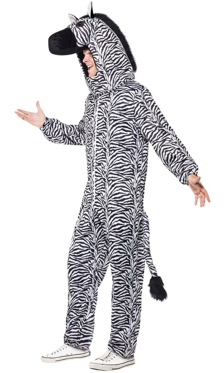 Adult's Zebra Onesie Fancy Dress Costume Side Image