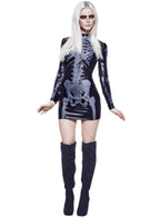Women's Sexy Whiplash Skeleton Halloween Costume Dress - Main Image