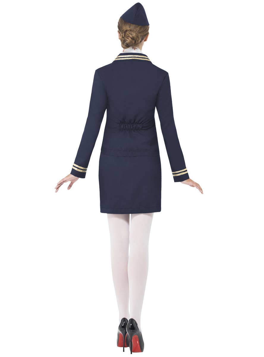 Navy Blue Flight Attendant Costume Back Image