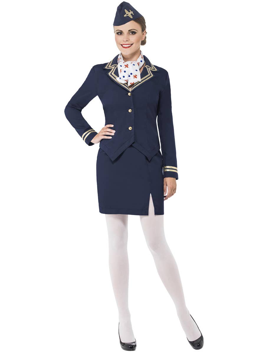 Navy Blue Flight Attendant Costume Alternate Front Image