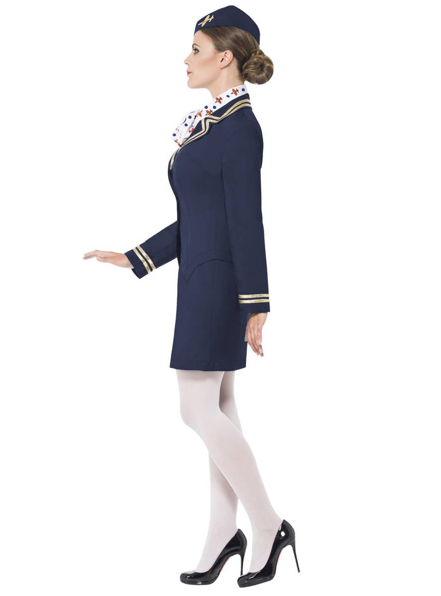 Navy Blue Flight Attendant Costume Side Image