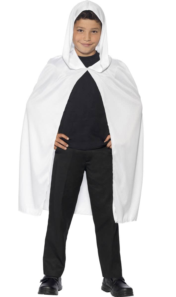 Kids White Hooded Costume Cape Main Image