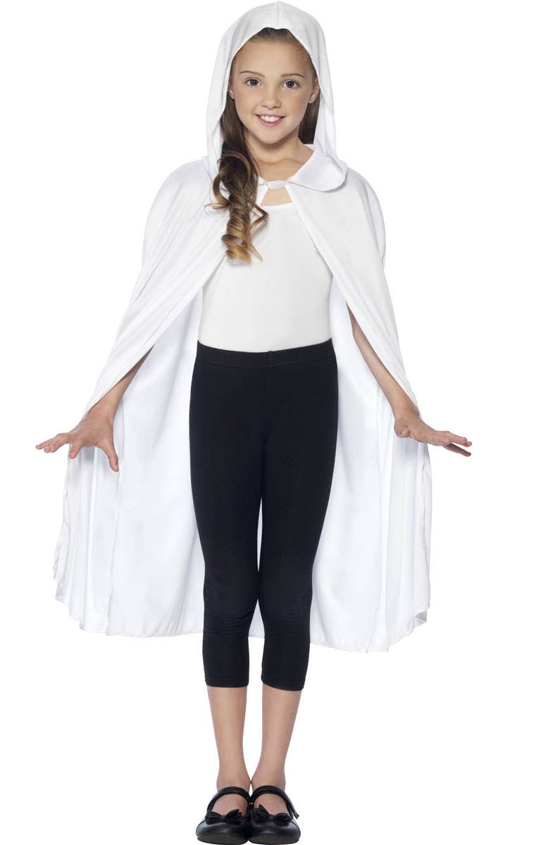 Kids White Hooded Costume Cape Alternative Image