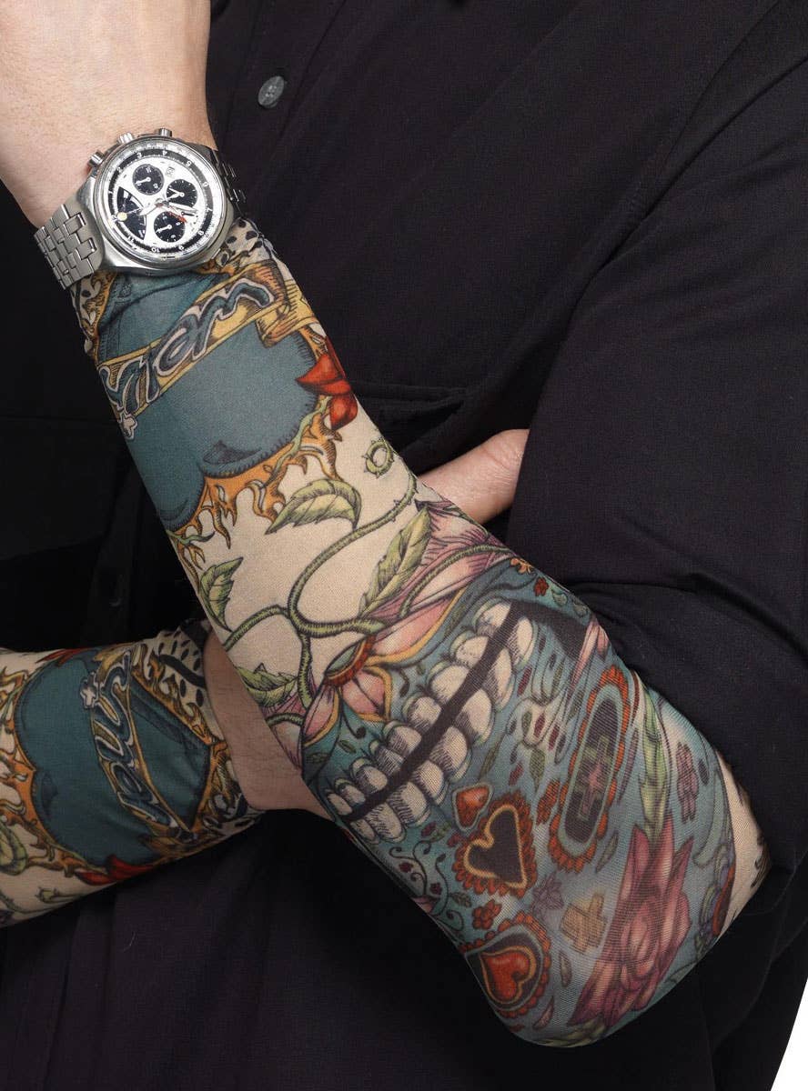 Day of the Dead Sugar Skull Tattoo Sleeves - Close Up