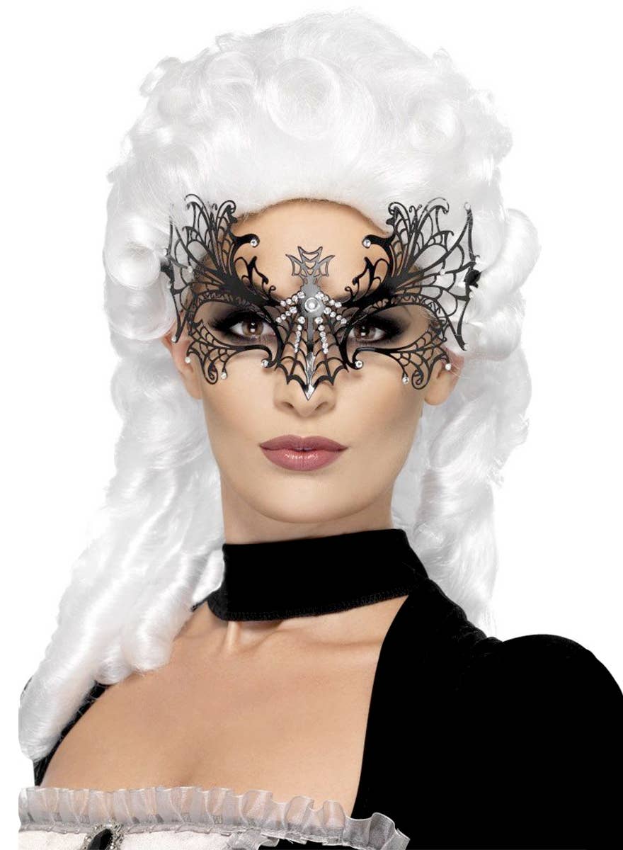 Black Metal Spiderweb Masquerade Mask