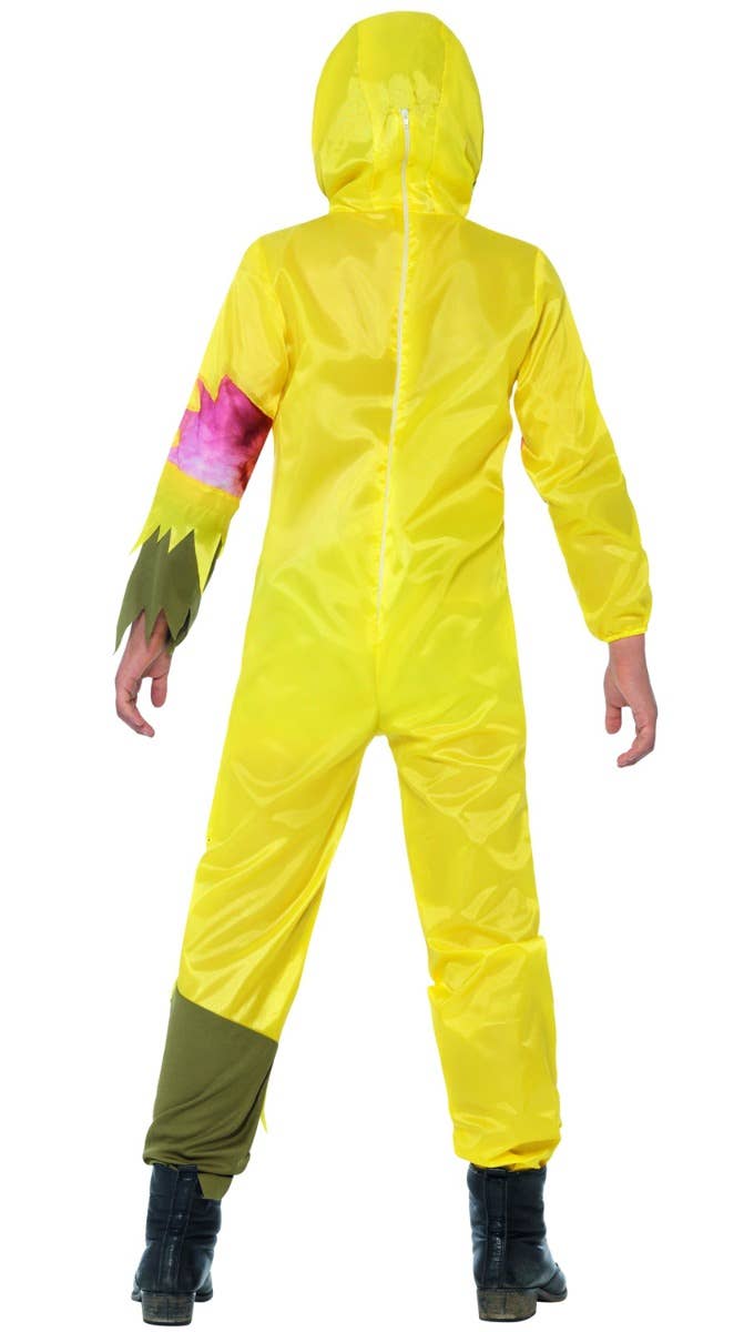 Boys Yellow Toxic Waste Zombie Hazmat Suit Halloween Costume Back Image
