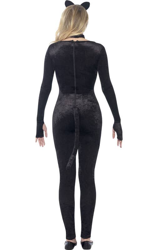 Teen Girl's Black Kitten Costume Catsuit Back View