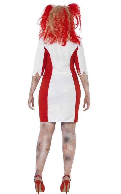 Women's Plus Size Blood Stained Zombie Nurse Halloween Costume Back View