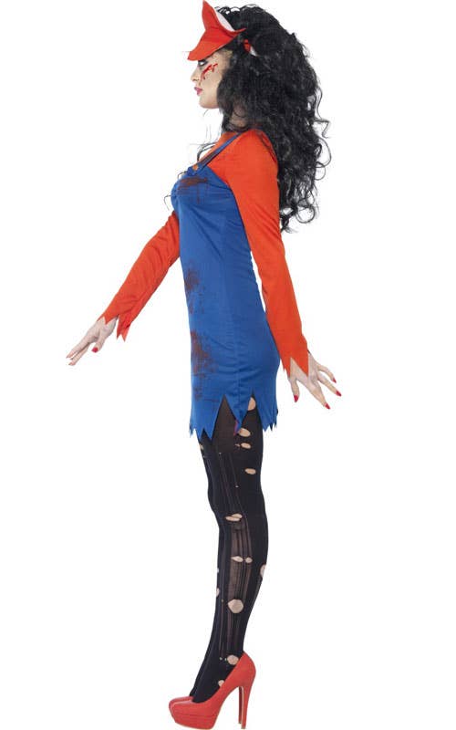 Gamer Women's Super Mario Zombie Halloween Costume Side Image