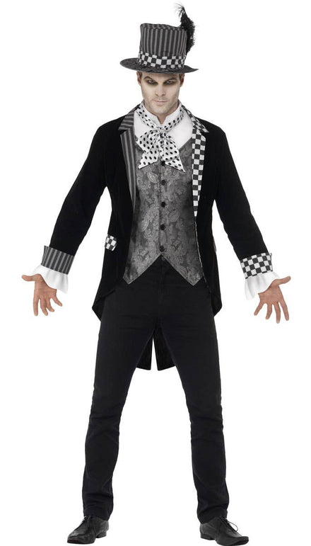 Men's Dark Mad Hatter Halloween Costume Jacket Main Image