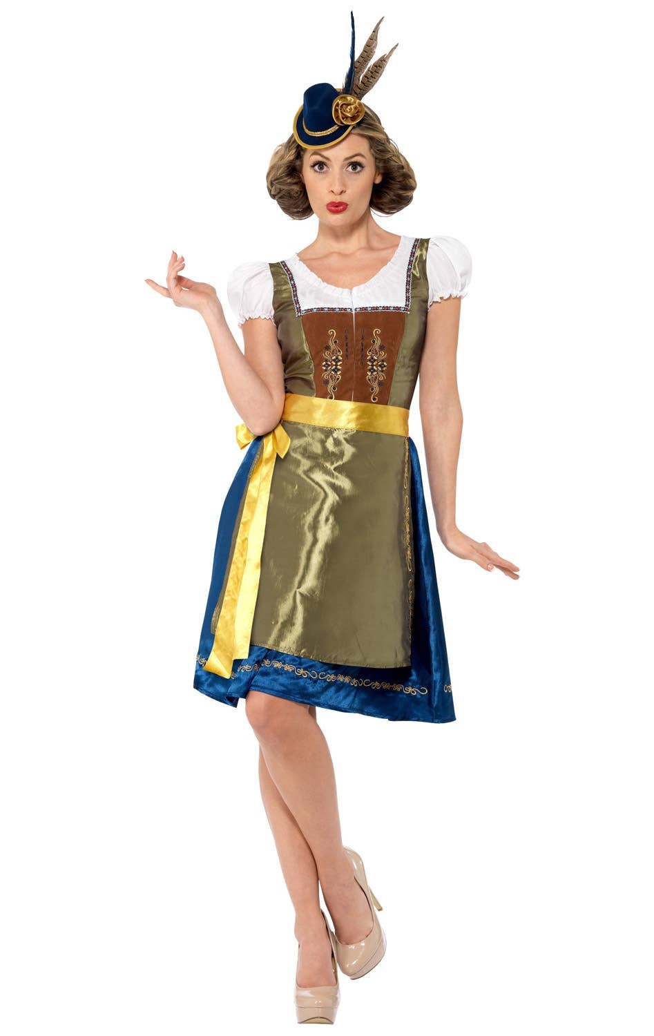 Women's Traditional Dirndl Beer Girl Costume Alt Front View