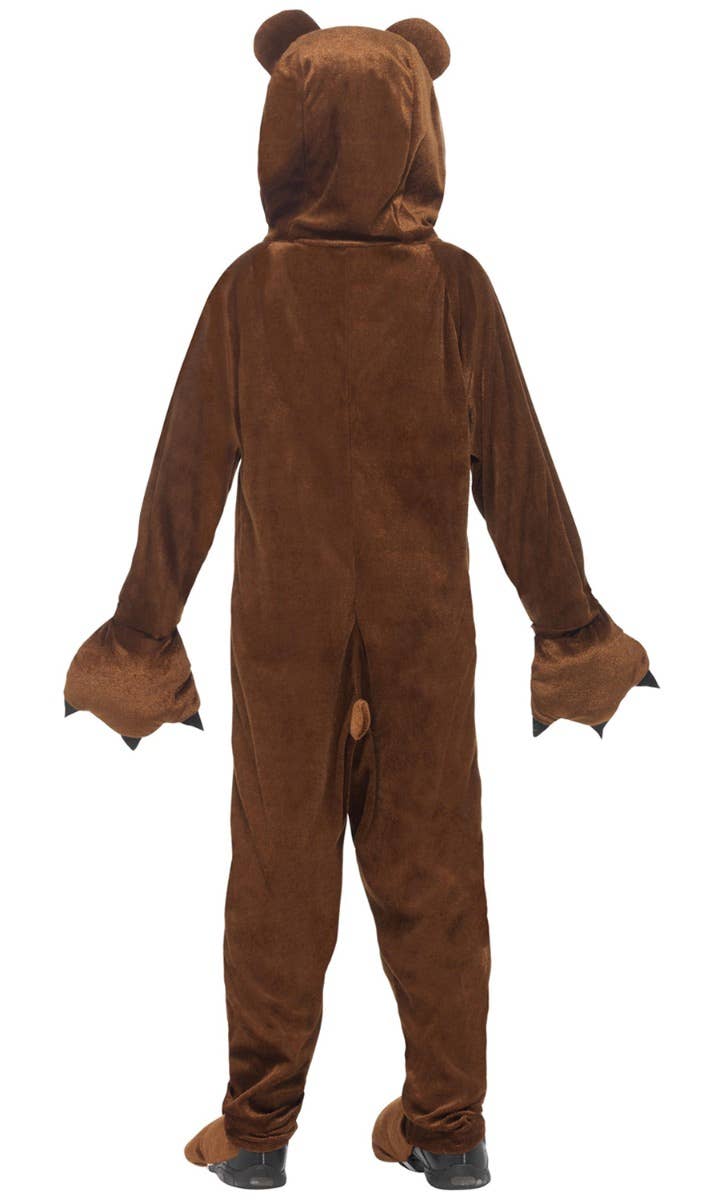 Cute Brown Bear Girls Animal Onesie Costume - Back Image