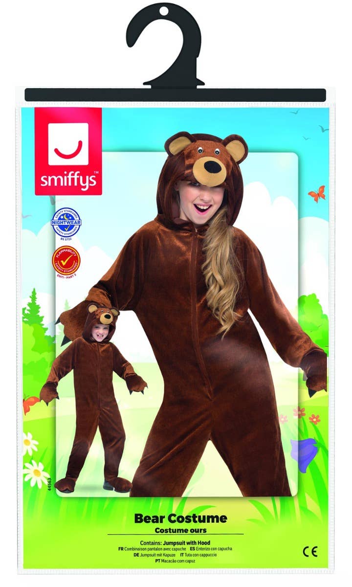 Image of Cute Brown Bear Girls Animal Onesie Costume - Packaging Image