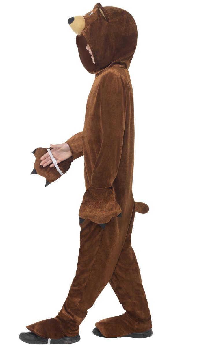 Image of Cute Brown Bear Girls Animal Onesie Costume - Side Image