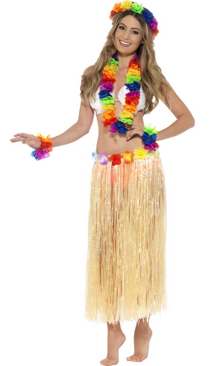 Rainbow Hula Dancer Flower Lei Accessory Set Alt  Image