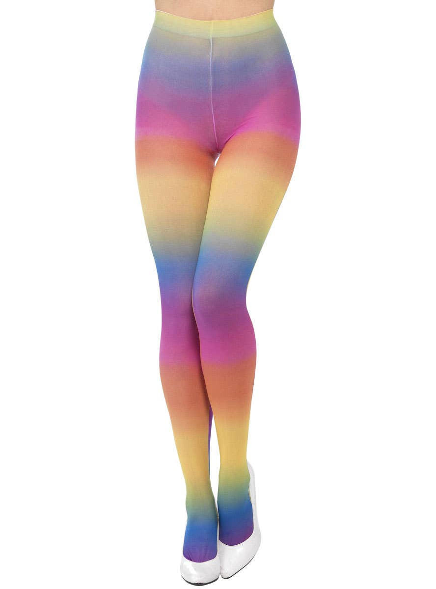 Womens Rainbow Full Length Opaque Stocking Costume Accessory