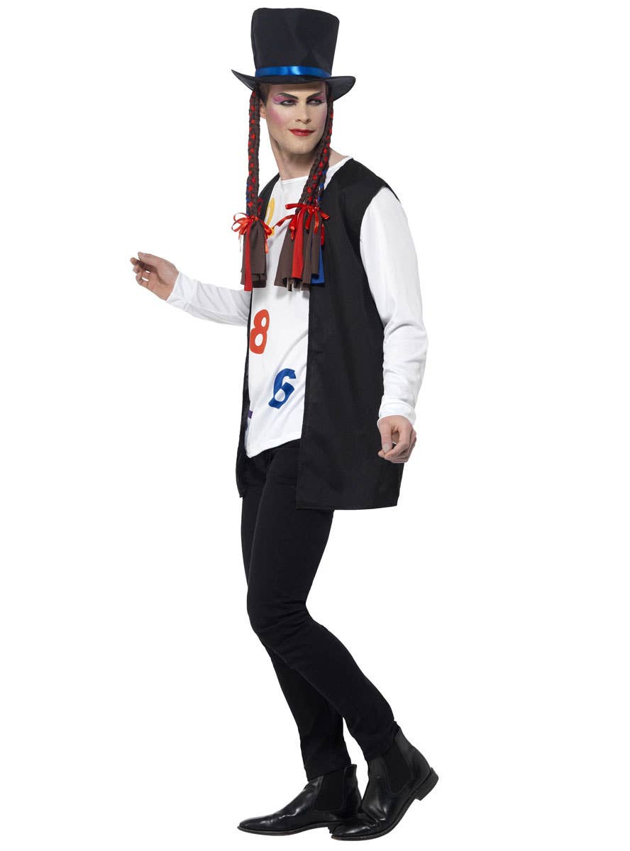 Boy George Men's 80s Costume with Shirt, Vest and Hat -  Side Image