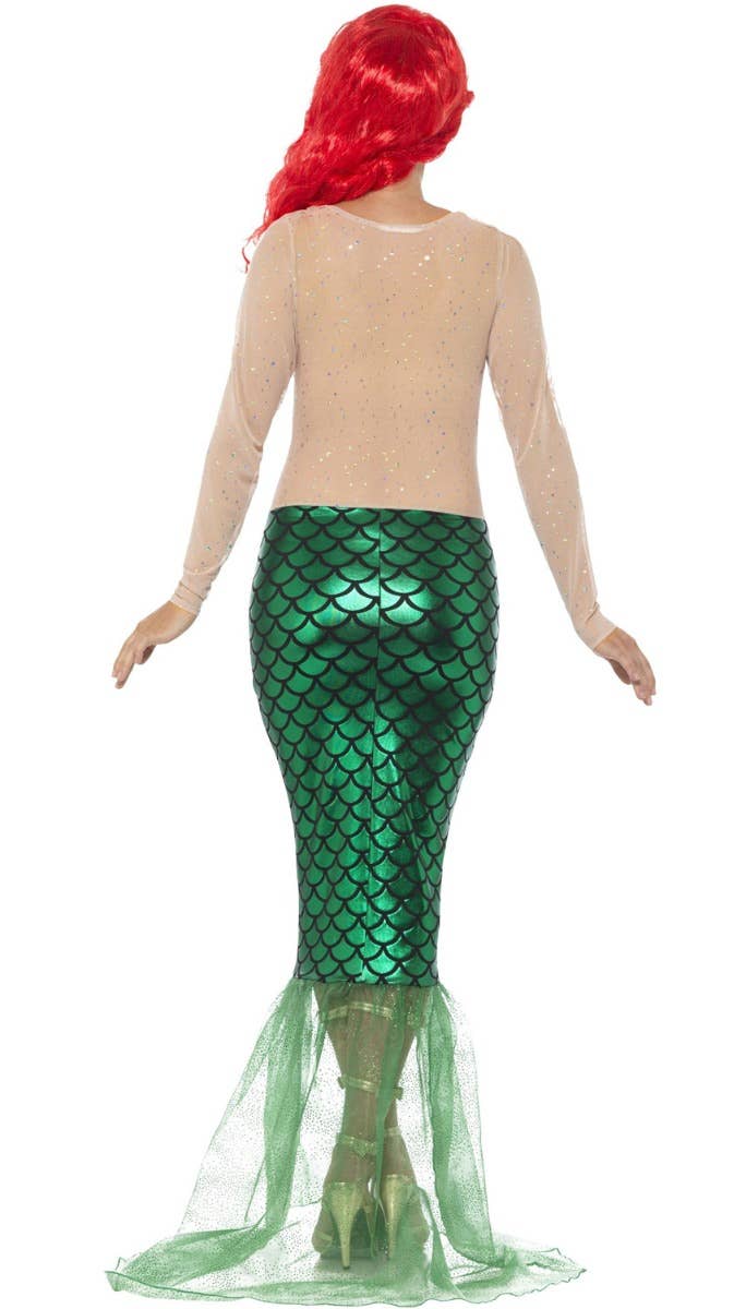 Sexy Mermaid Deluxe Green and Pink Fancy Dress Women's Costume - Back