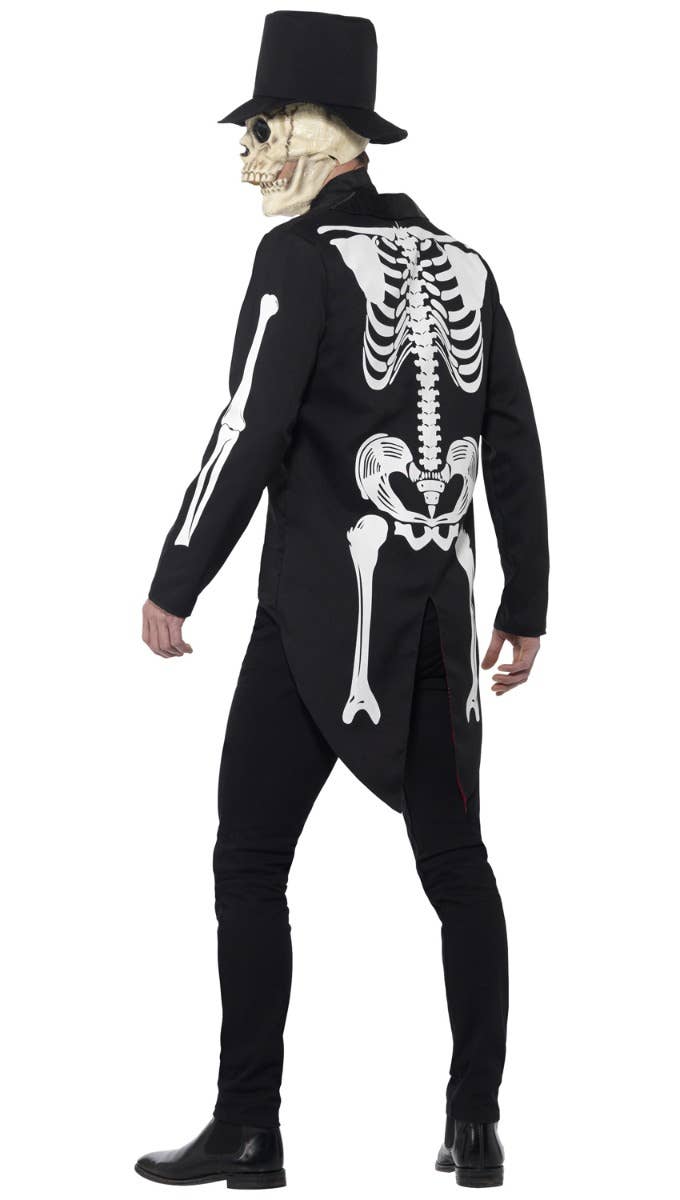 Mens Day Of The Dead Senor Skeleton Halloween Black And White Fancy Dress Costume Side View Image  