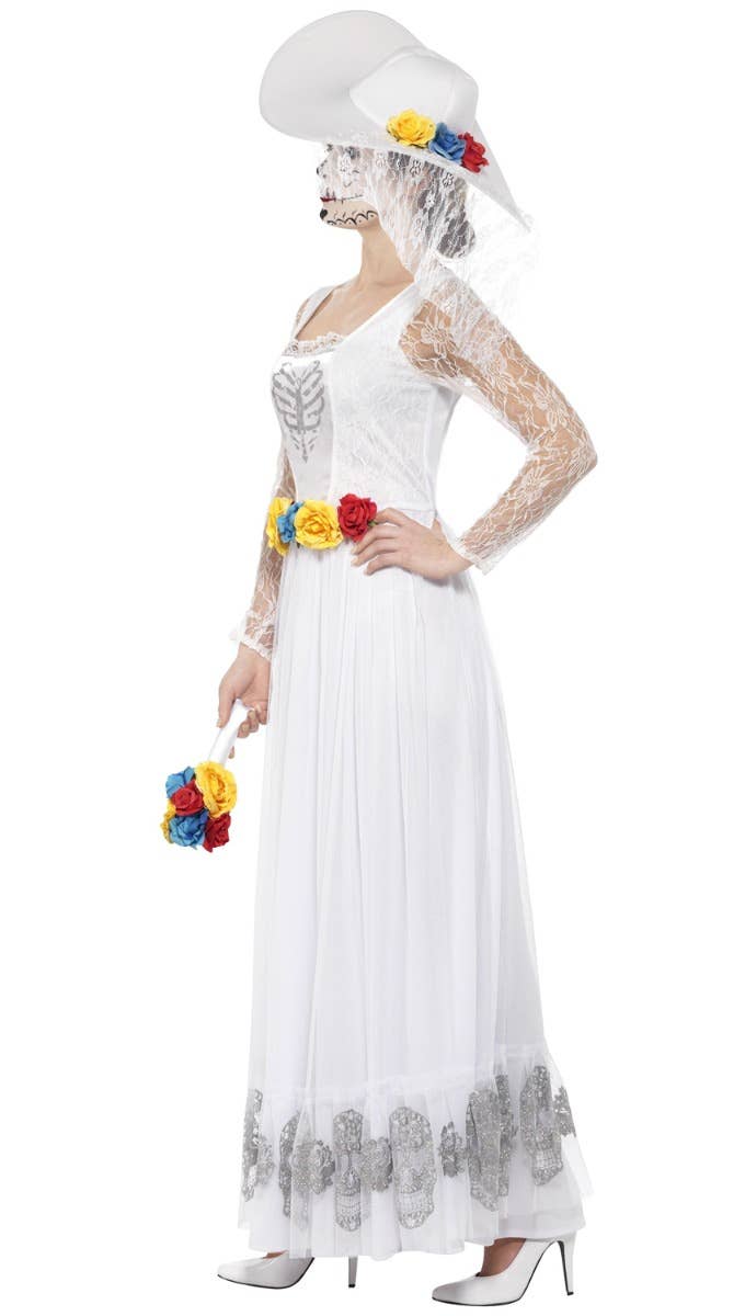 Smiffys Day of the Dead Skeleton Halloween Bride Women-s Costume - Side View