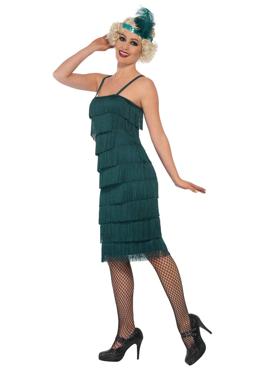 Teal Green Womens Flapper 1920s Costume - Side Image