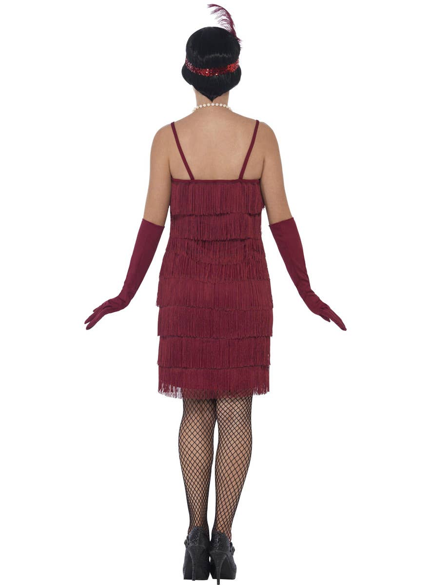 Womens Burgundy Flapper Dress - Back Image