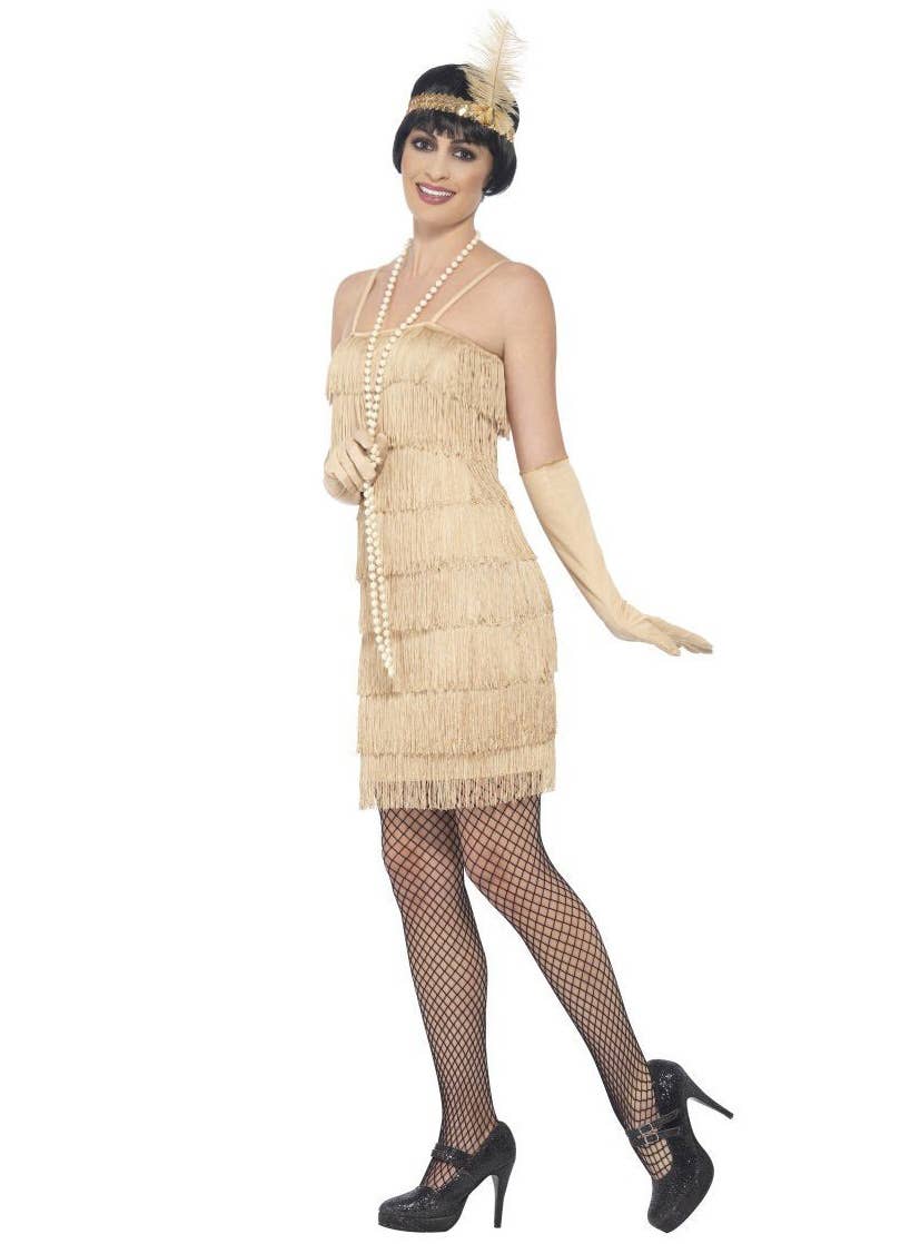 Womens Gold Flapper Dress- Side Image