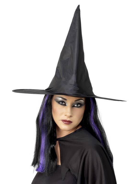 Tall Black Satin Witches Hat Main Image