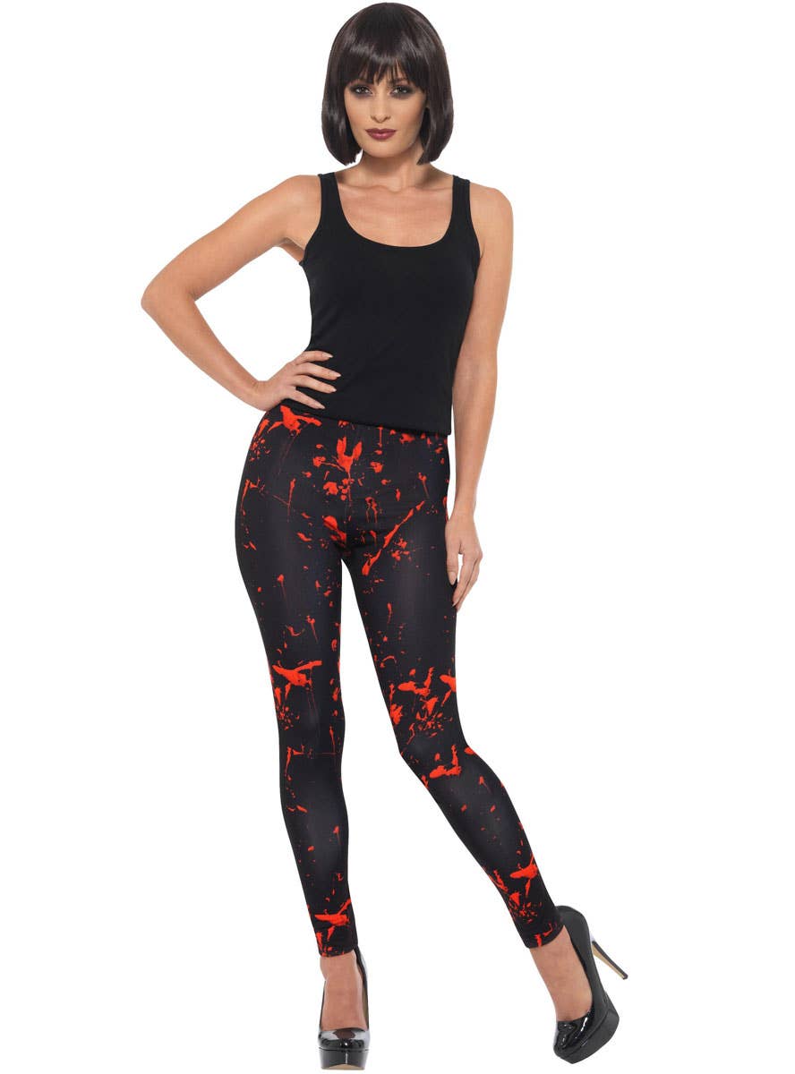 Blood Splattered Womens Halloween Costume Leggings -Main Image