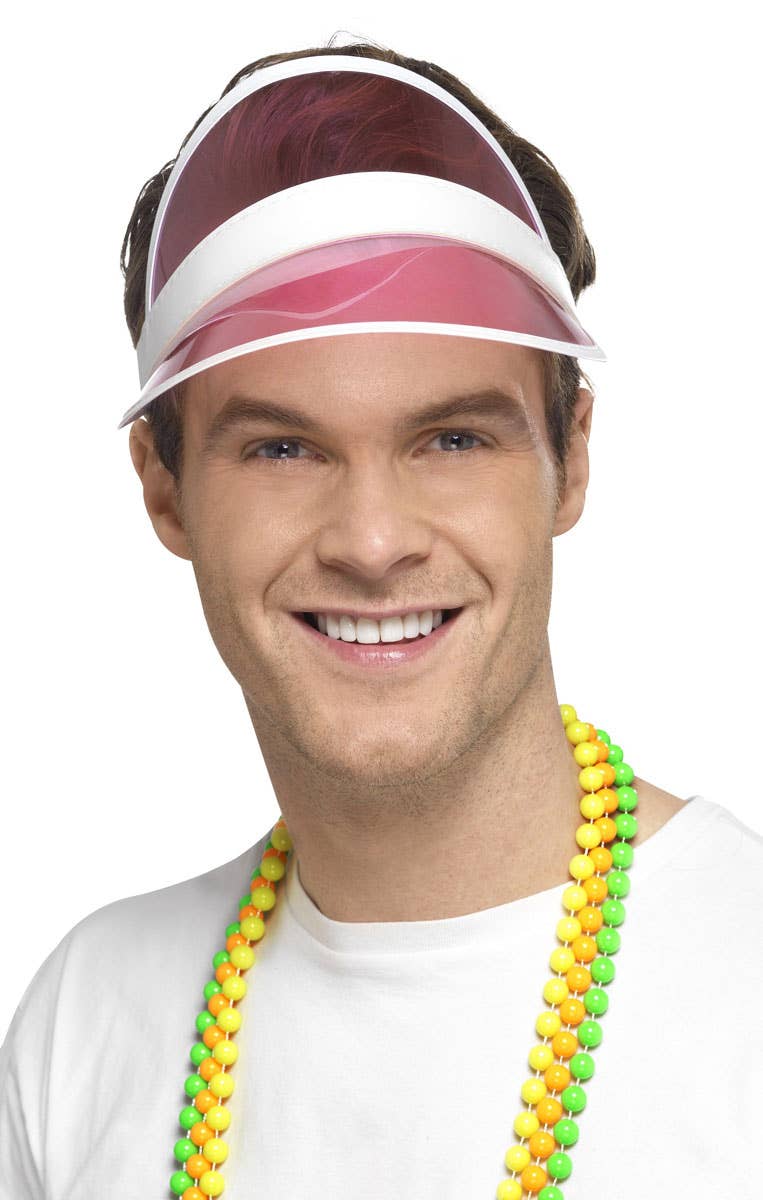 Adults Pink Poker Visor Novelty 80s Costume Accessory - Male Image