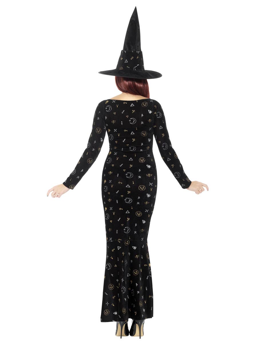 Women's Black Magic Ouija Witch Halloween Fancy Dress Costume Back Image