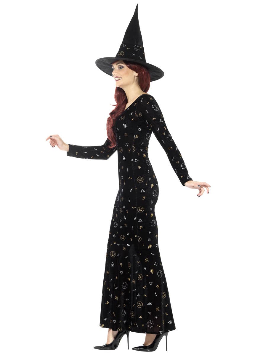 Women's Black Magic Ouija Witch Halloween Fancy Dress Costume Side Image