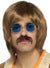 Men's Brown 60s Hippie Costume Wig and Moustache - Main Image