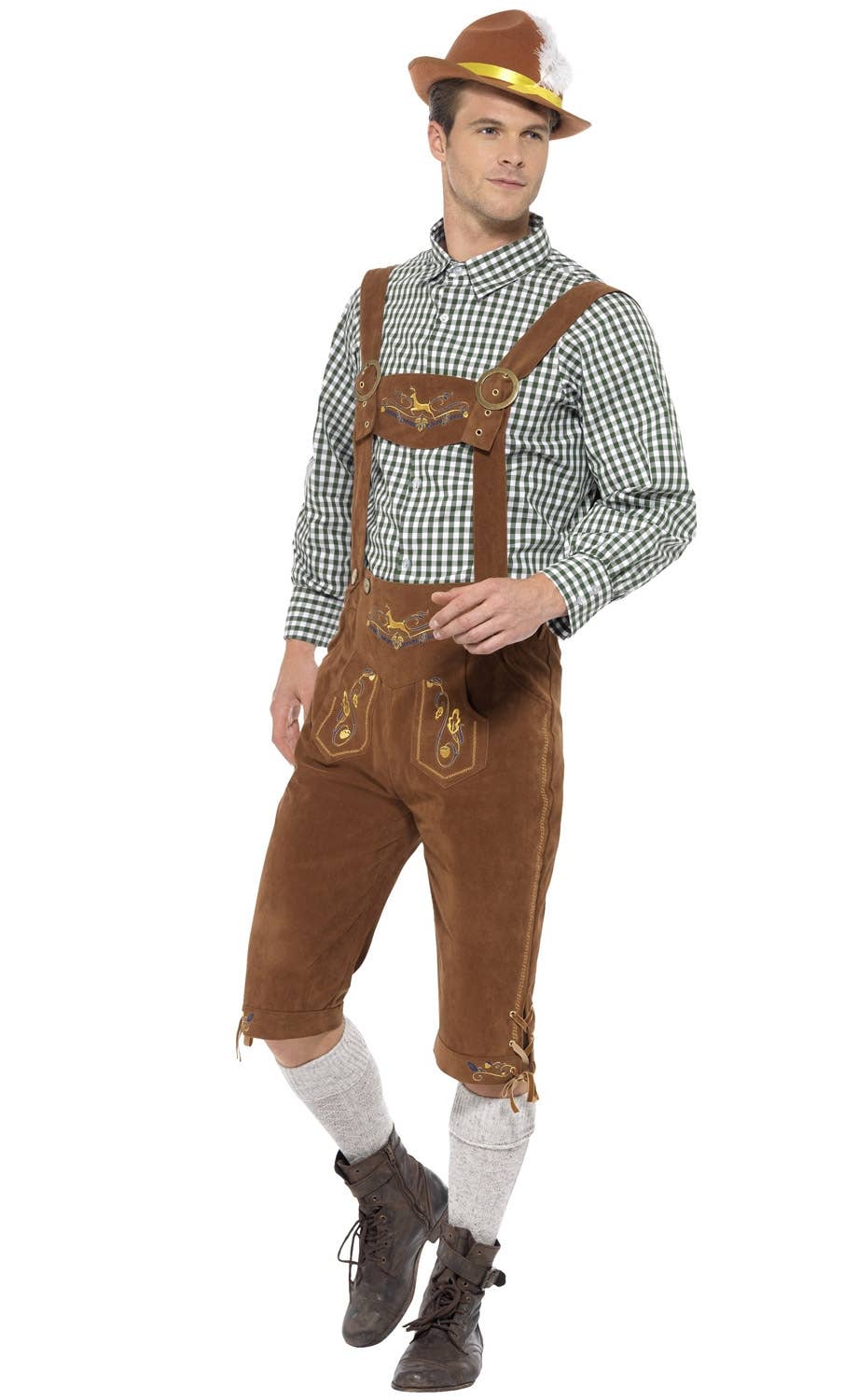 Traditional Deluxe Hanz Mens Oktoberfest Lederhosen Men's Costume Image 4