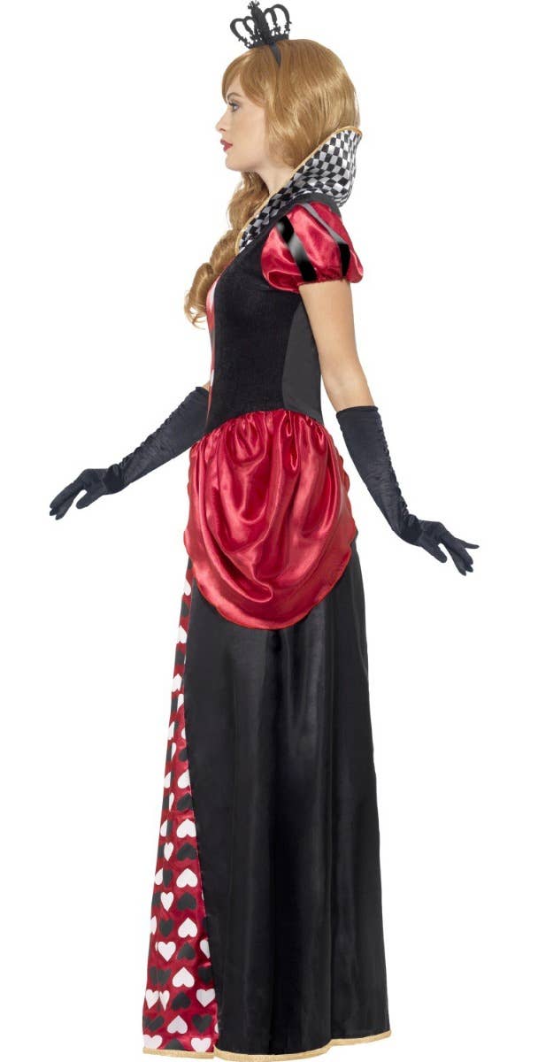 Women's Royal Red Queen Of Hearts Alice In Wonderland Inspired Fancy Dress Costume Side Image