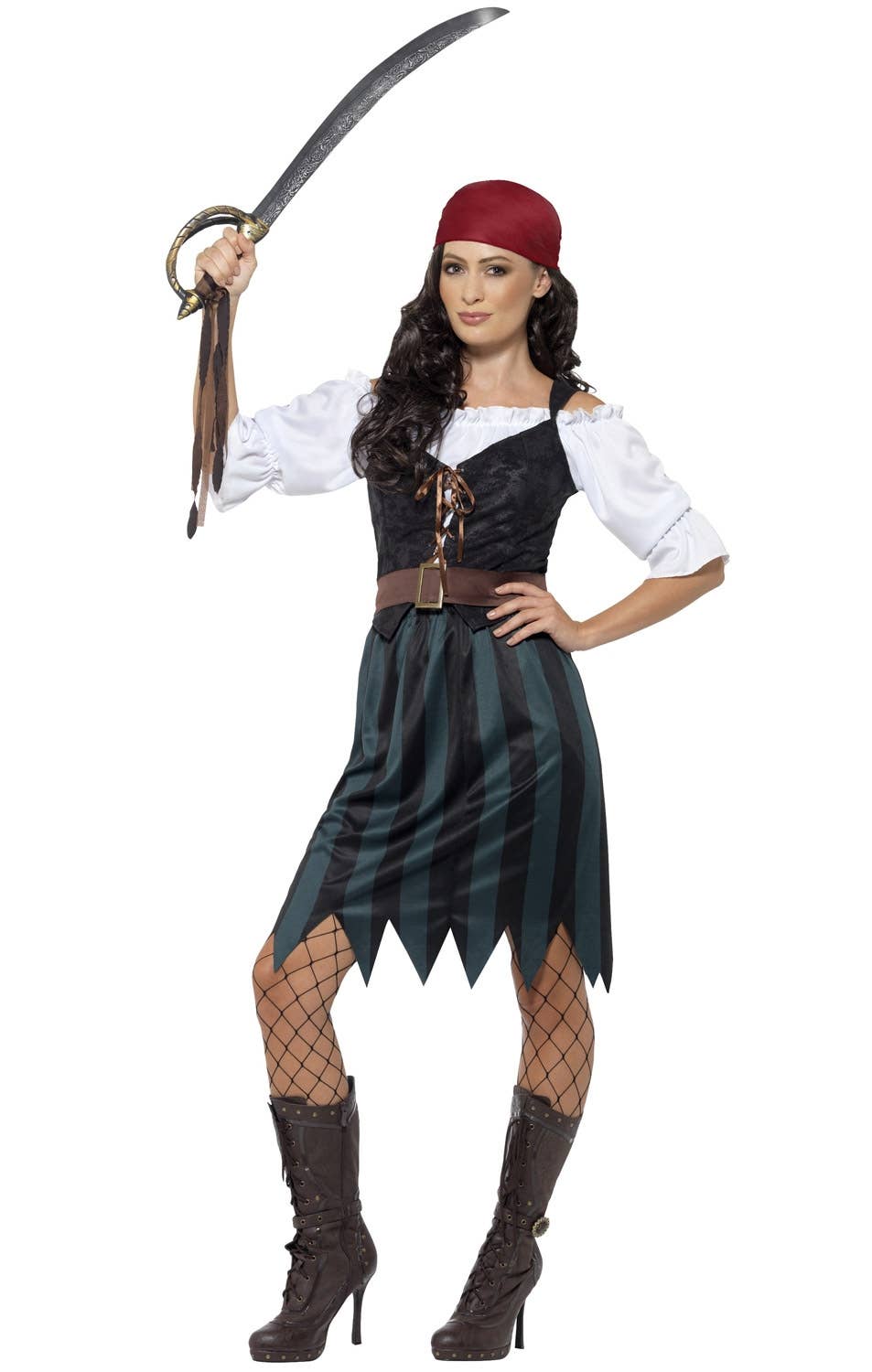 Women's Deckhand Pirate Fancy Dress Costume - Alternate Image